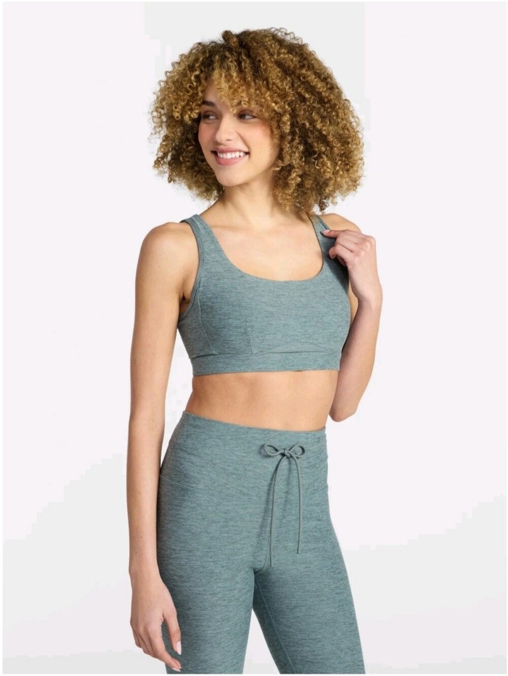 Athletic Works ButterCore Strappy Sports Bra Heathered Blue Green Women's XXXL